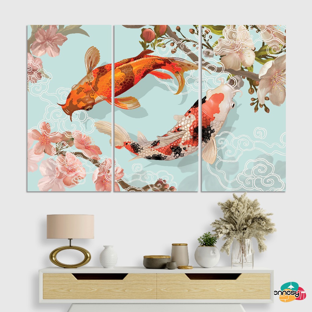 TENNESY SET HIASAN DINDING IKAN KOI 15x30CM WALL DECOR PAJANGAN POSTER DEKORASI DINDING KAMAR RUMAH
