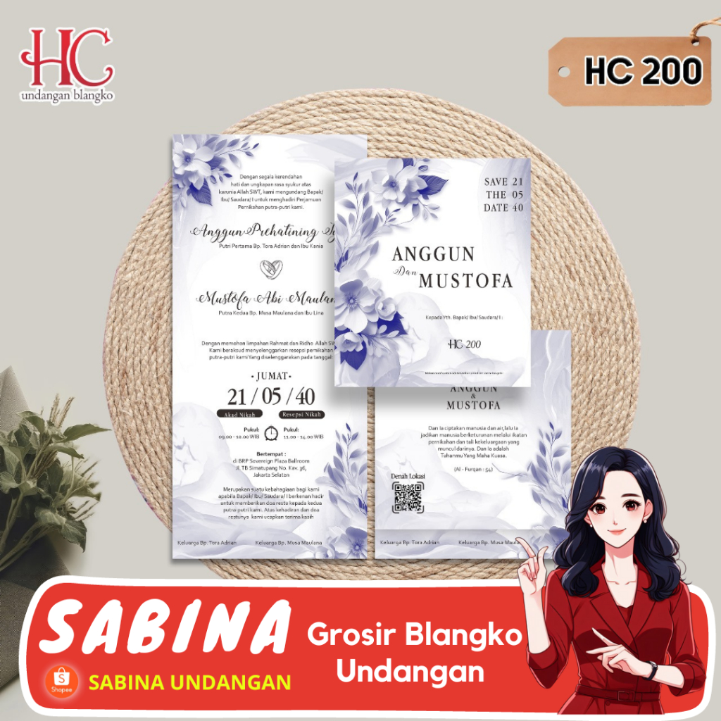 BLANGKO UNDANGAN PERNIKAHAN ATAU KERTAS UNDANGAN HC 200 | SABINA UNDANGAN | UNDANGAN NIKAH | | KARTU