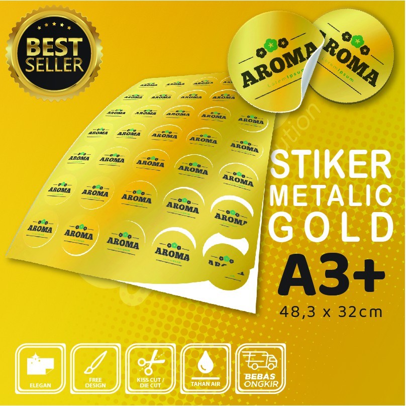 

CETAK STIKER GOLD A3+ CUSTOM MURAH