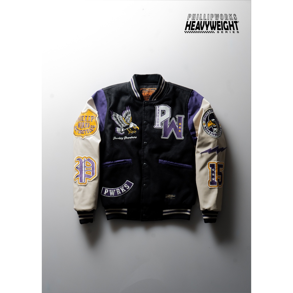 PHILLIP WORKS PHILLIPWORKS JACKET JAKET VARSITY BASEBALL NASCAR MOTOR RACING BALAP TOURING RIDING RI