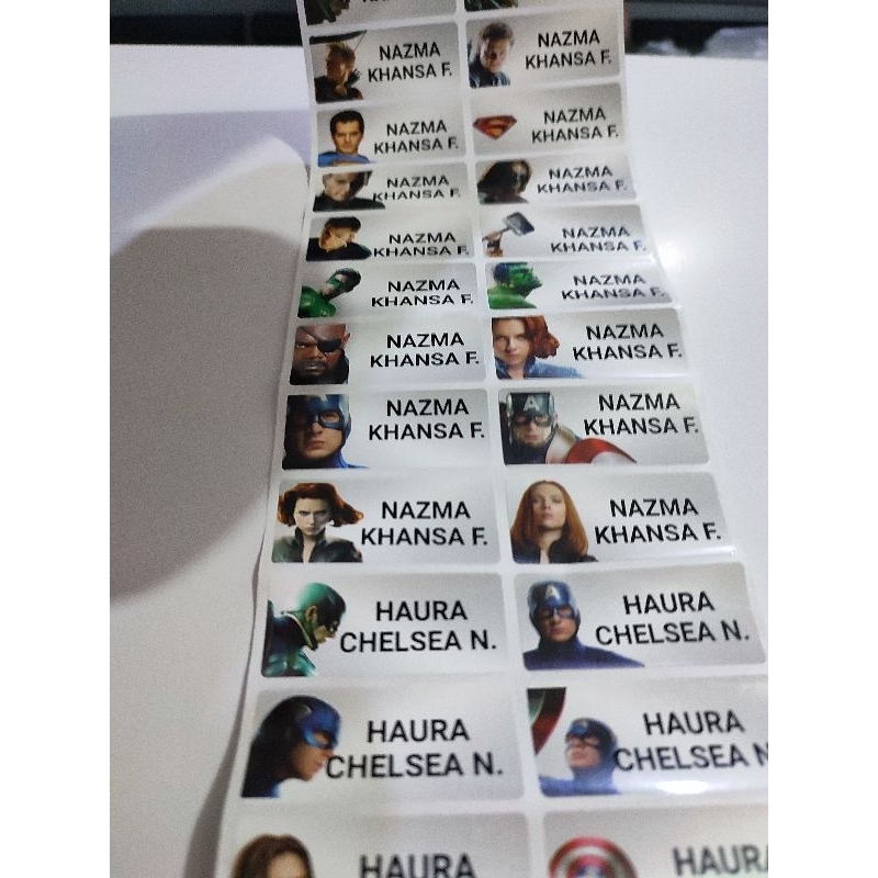 

Stiker Label Nama Avengers L9 Custom Waterproof Tahan Air