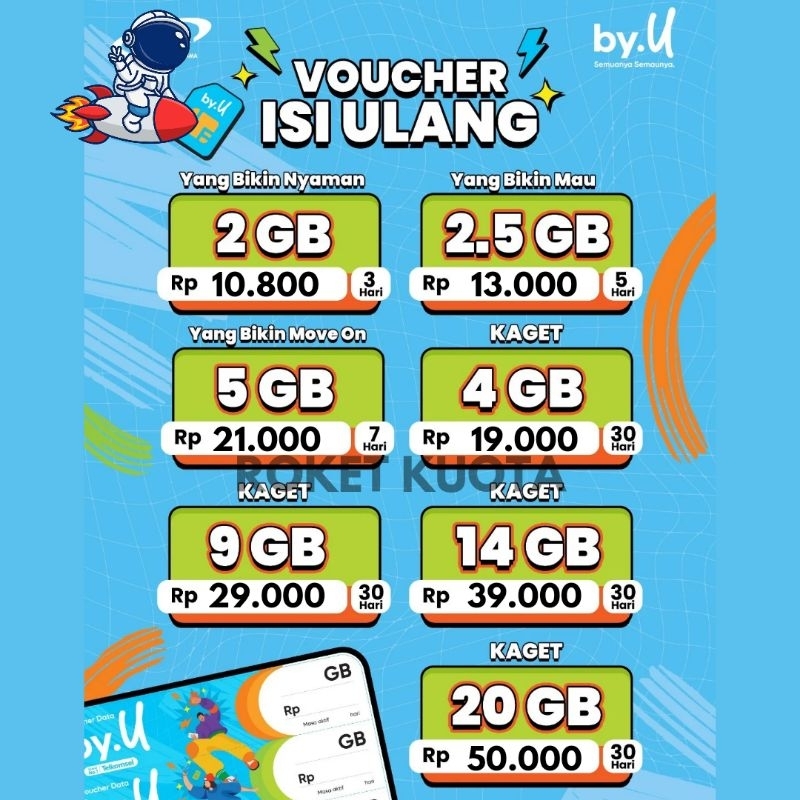 Isi ulang kuota byu voucher kuota byu kuota by.U kuota by.U kuota telkomsel voucher Telkomsel