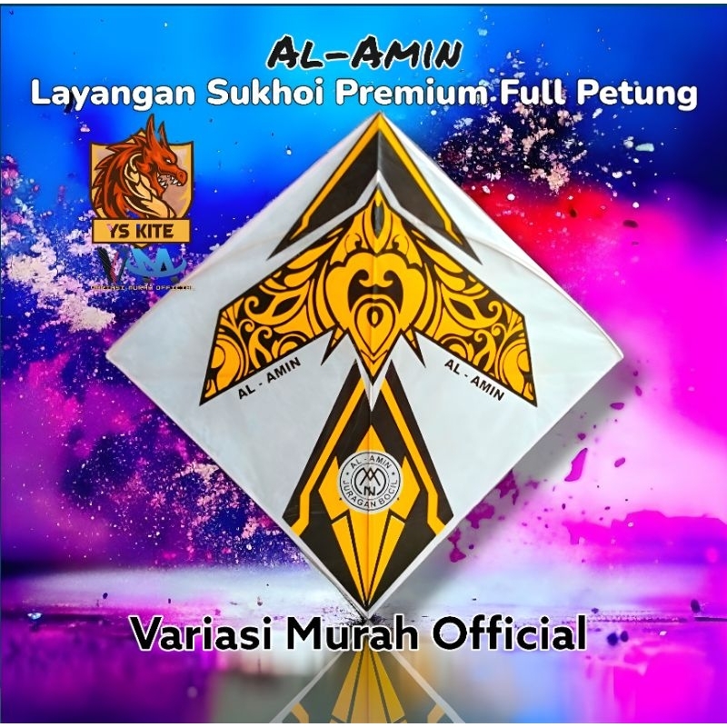 2 Pcs Layangan Sukhoi Al-Amin Super Premium Full Petung Original Khusus Aduan Turnamen 2 Warna
