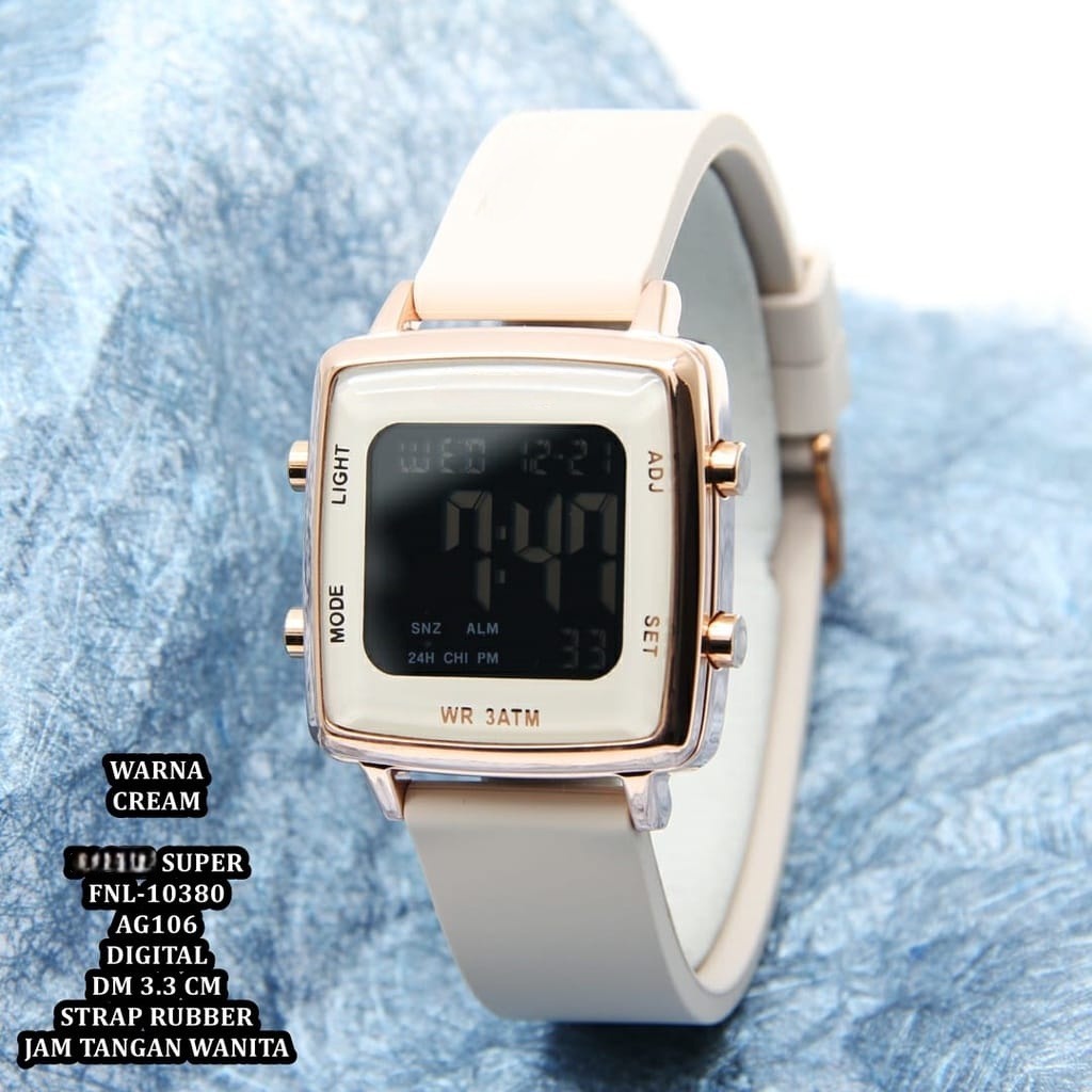 ( BISA COD ) JAM TANGAN WANITA FOSSOL / FOXXIL 9351 RUBBER DIGITAL LAMPU LED BACKLIGHT TANGGAL AKTIF