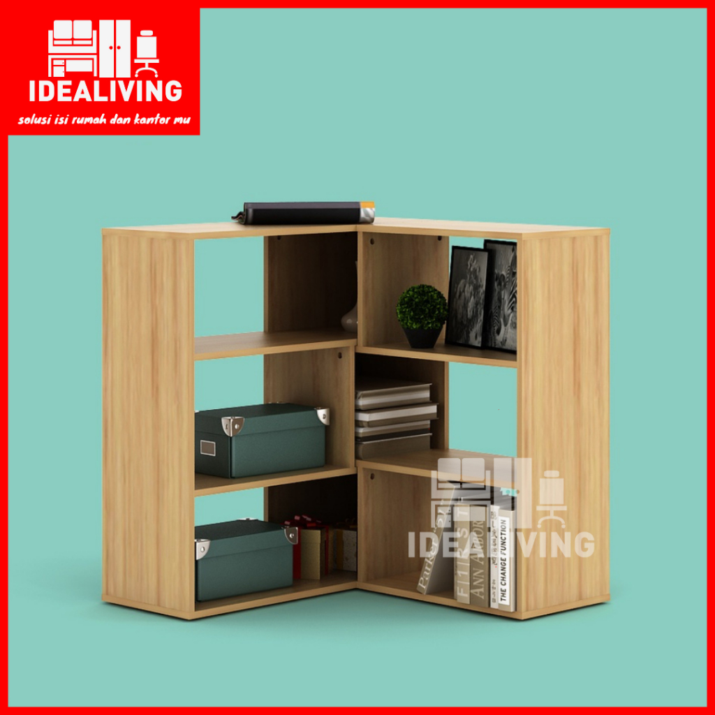 Twin BC Rak Buku / Lemari Pajangan Kayu Terang Euro Oak