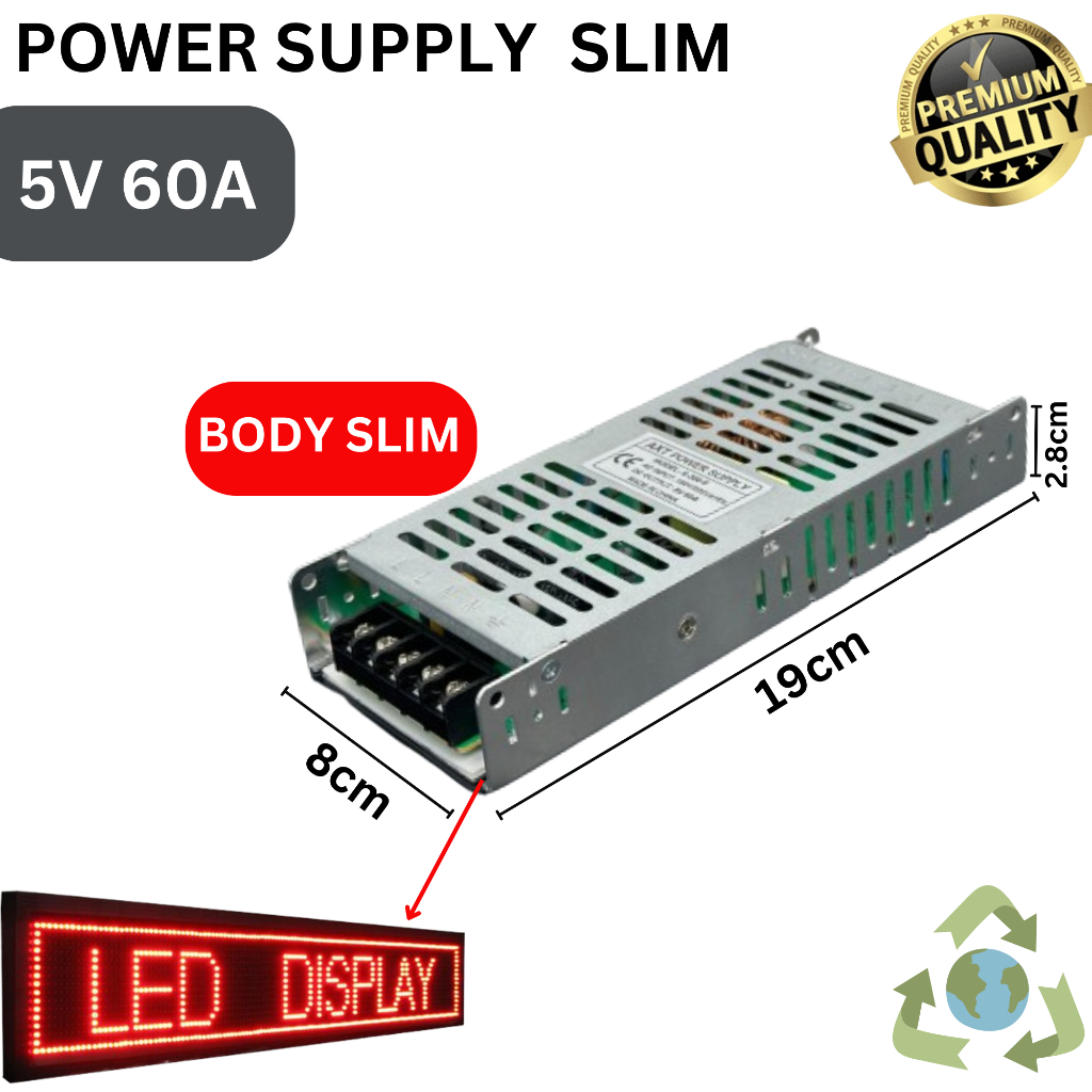Luxiastore_ Power Supply Slim 5V40A/ 5V 60A / 5V 80A Running Text Switching Adaptor Smps Psu 40A 5V