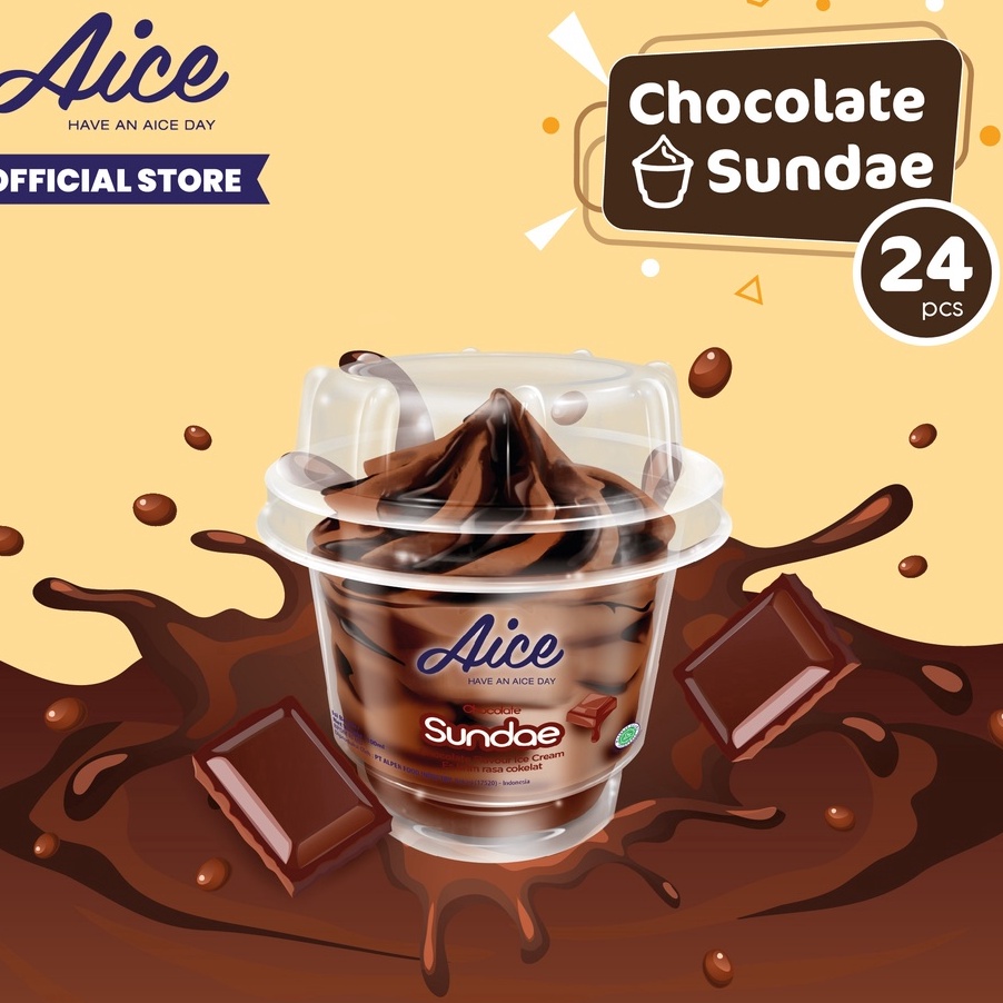 

BJNZ9125 Terbaru 33 Aice Ice Cream Chocolate Sundae cup 1 karton 24 pcs