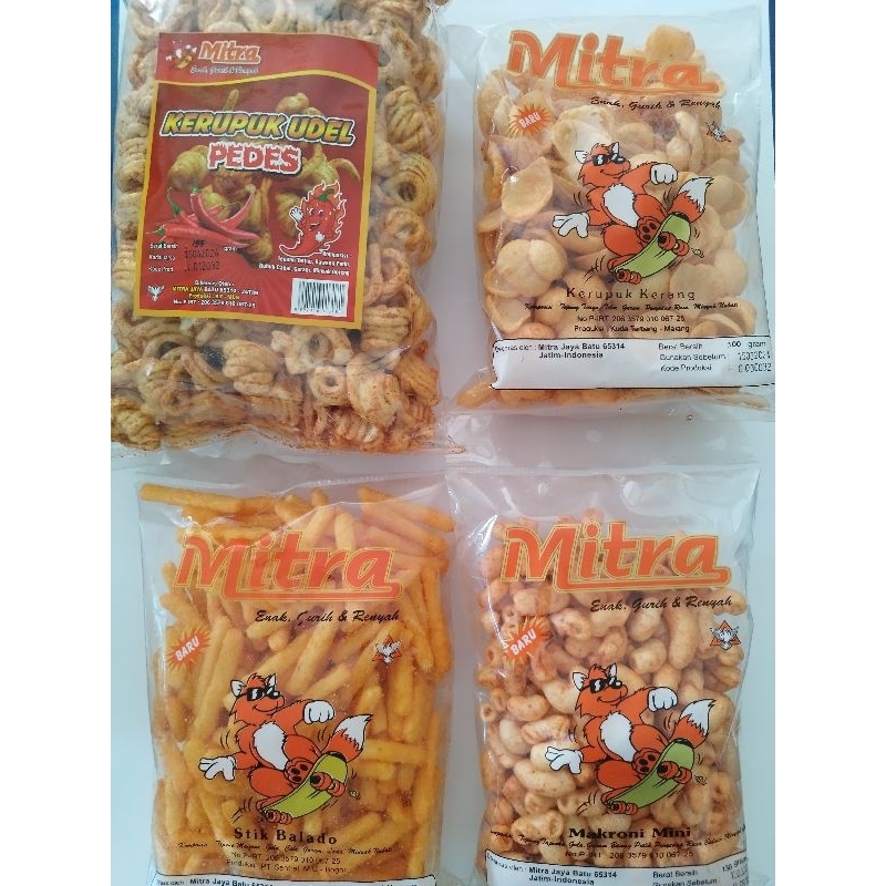 

Makroni Mini/Kerupuk Kerang/Kerupuk Udel Pedas/Stik Balado