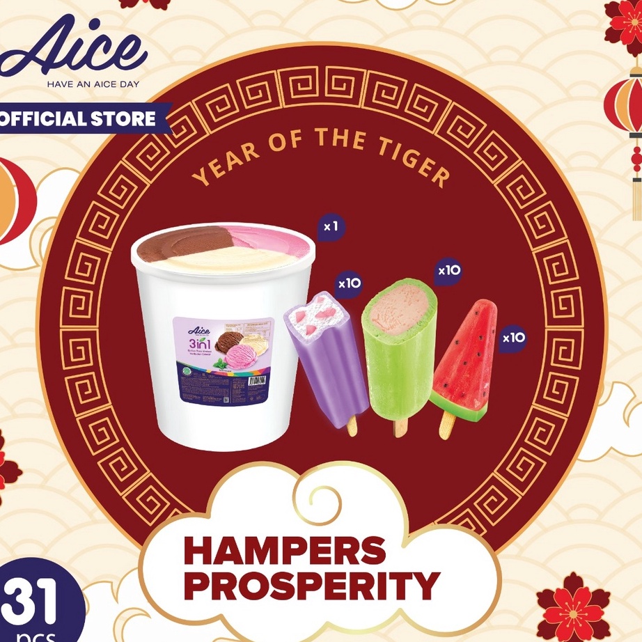 

KVYR384 Terbaru Paket Aice Ice Cream Hampers Imlek CNY Chinese New Year Prosperity Es Krim Total 31 pcs