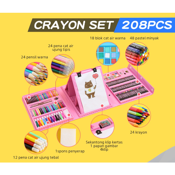 

Alat Mewarnai Menggambar Anak Crayon Set Isi 208pcs Pastel Warna