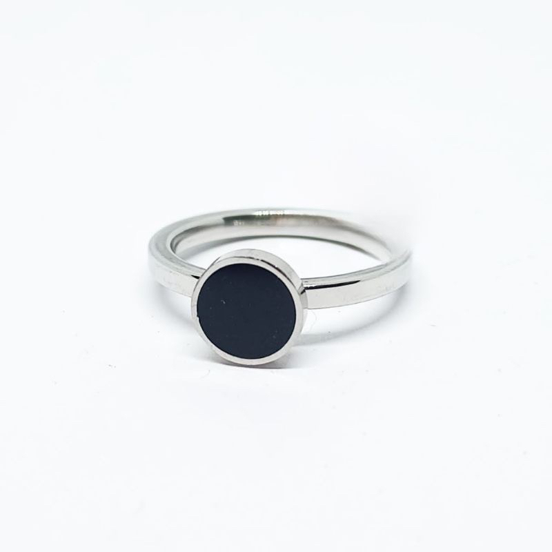 [COD] Cincin Titanium Premium Lapis Emas 18K  Warna Silver  Bentuk Bulat Cincin Wanita Bahan Warna H