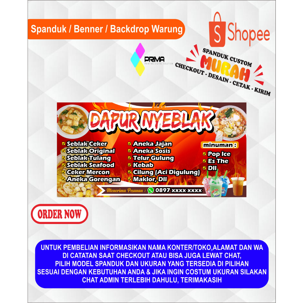 Banner Spanduk Warung Eeblak/Banner Warung  Seblak Custom