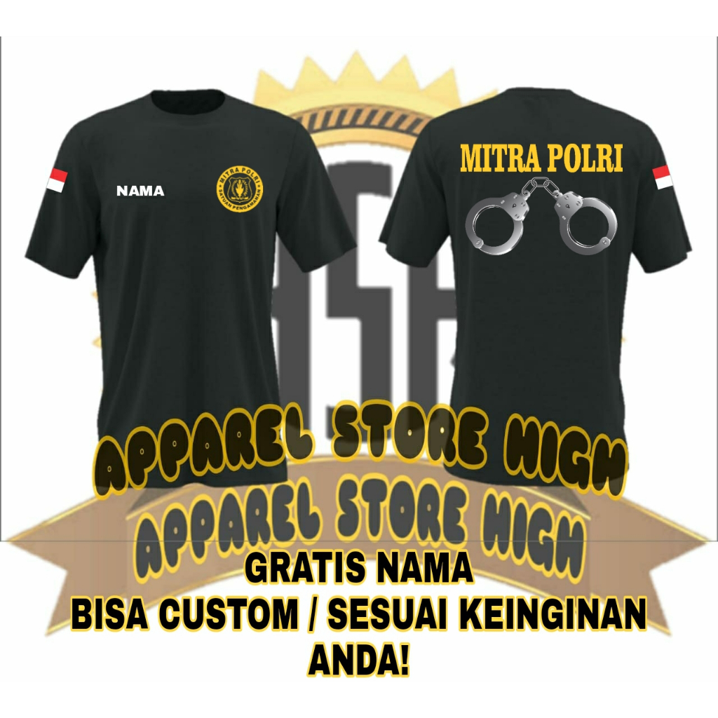 Kaos Logo Mitra Polri/Baju Mitra Polri Terbaru/Atasan Pria Wanita Mitra Polri security Lengan Pendek