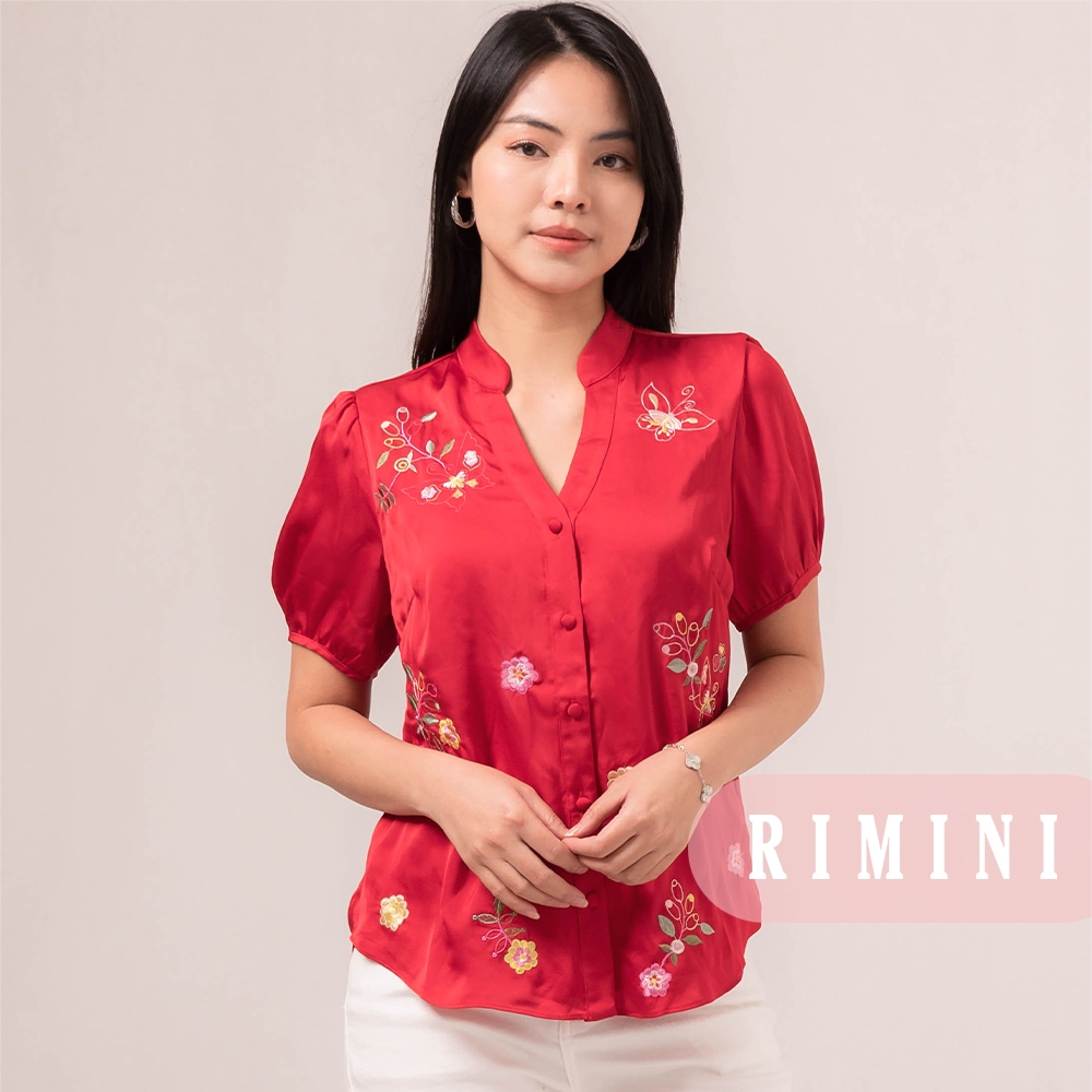 RIMINI - Atasan Wanita Blus Kondangan Lengan Pendek XS-XL - Inna Satin Top 85866