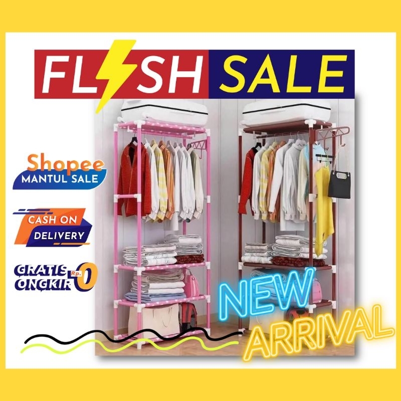 Rak Square Cloth Rak Baju Portabel Lemari Pakaian Aesthetic Minimalis Rak Baju Gantung Murah Lemari 