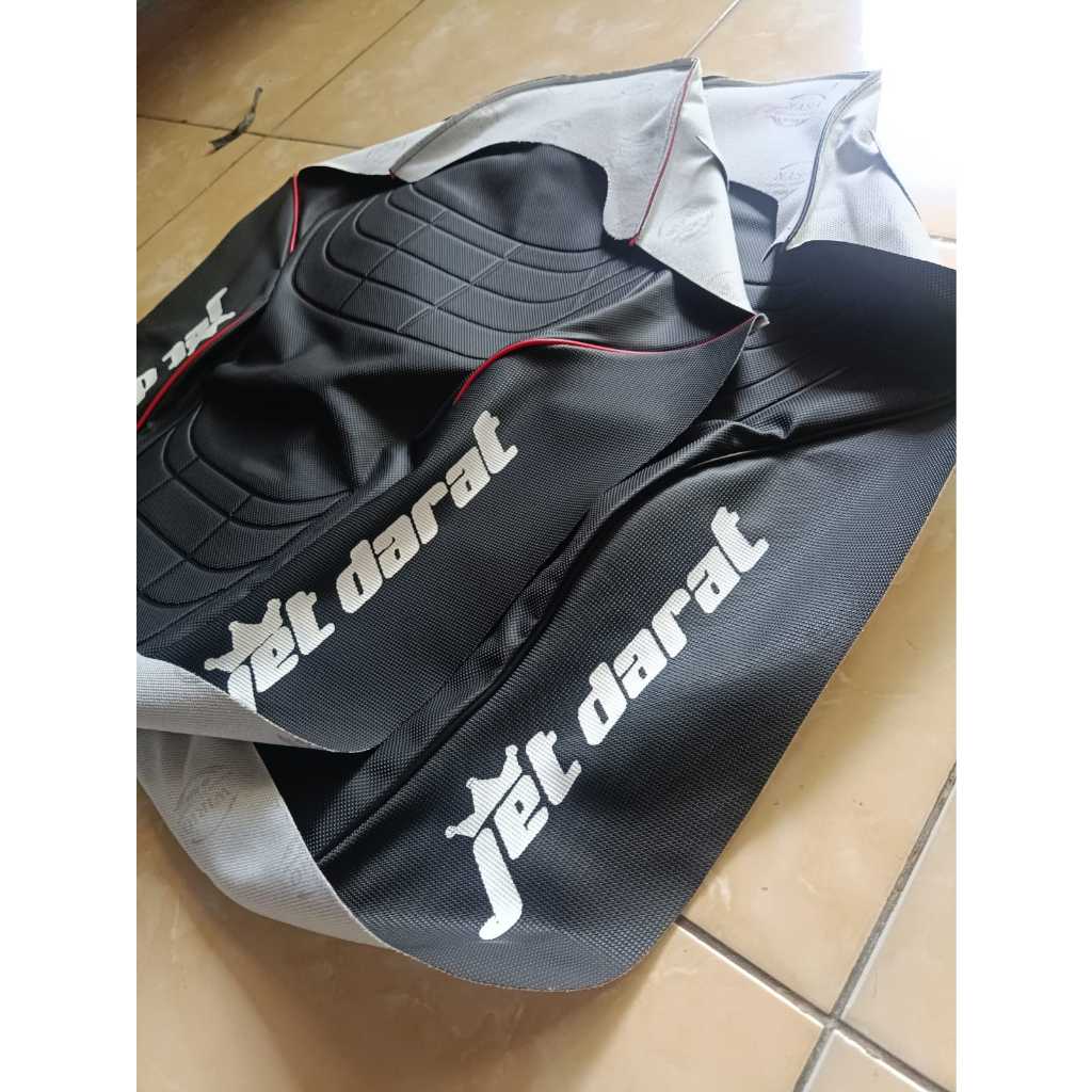 Cover Bungkus Kulit Jok Motor RX-KING Model Jet Darat Lis Merah/Hitam