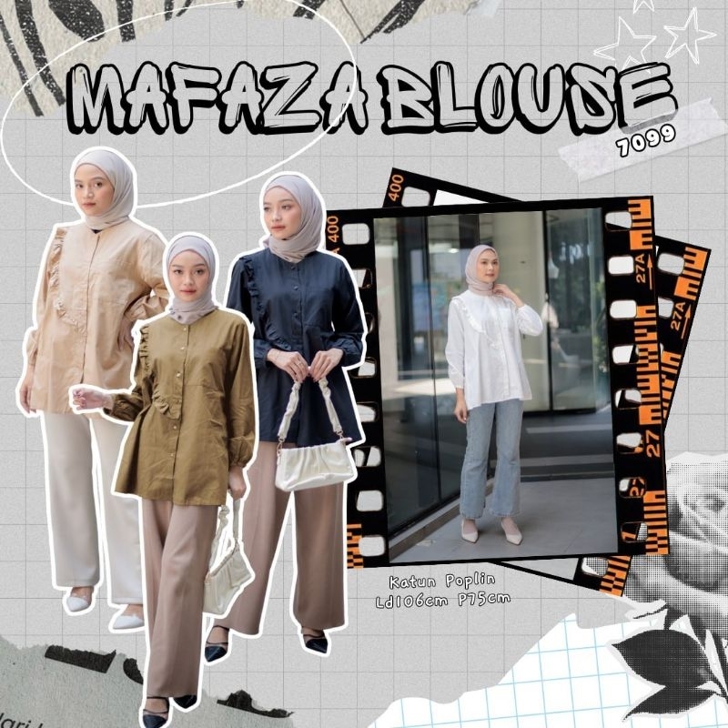 Grosir Mafaza Blouse 7099 bahan katun poplin Ld 106