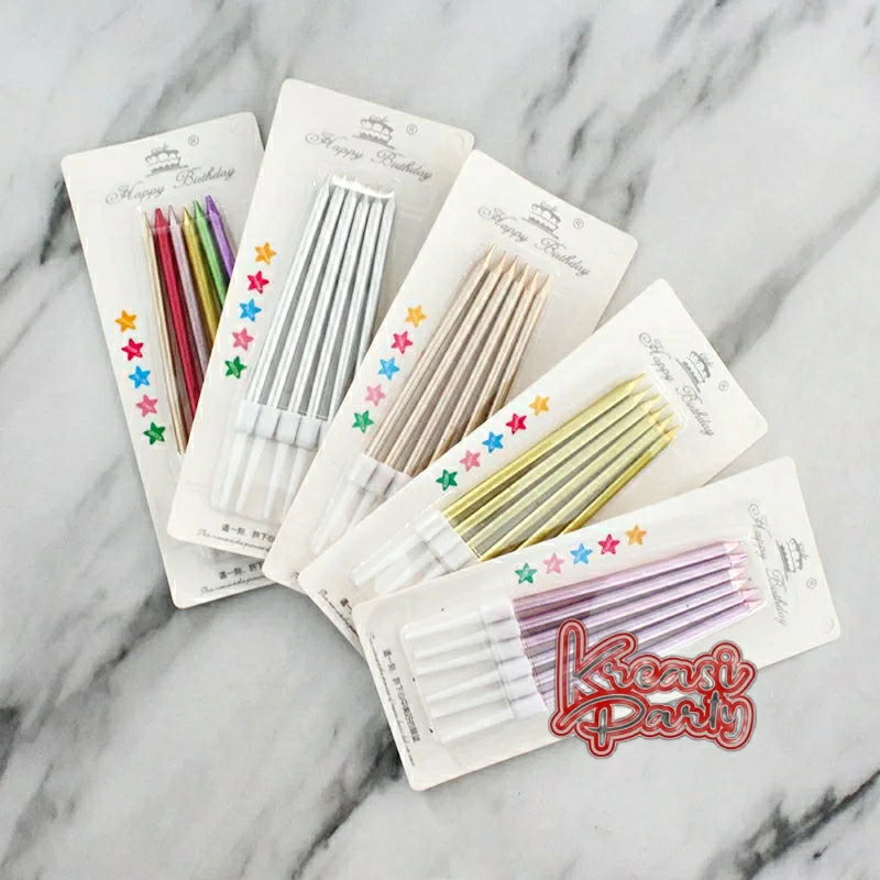 Lilin Ultah Chrome / Lilin Panjang / Lilin Ultah Metalik