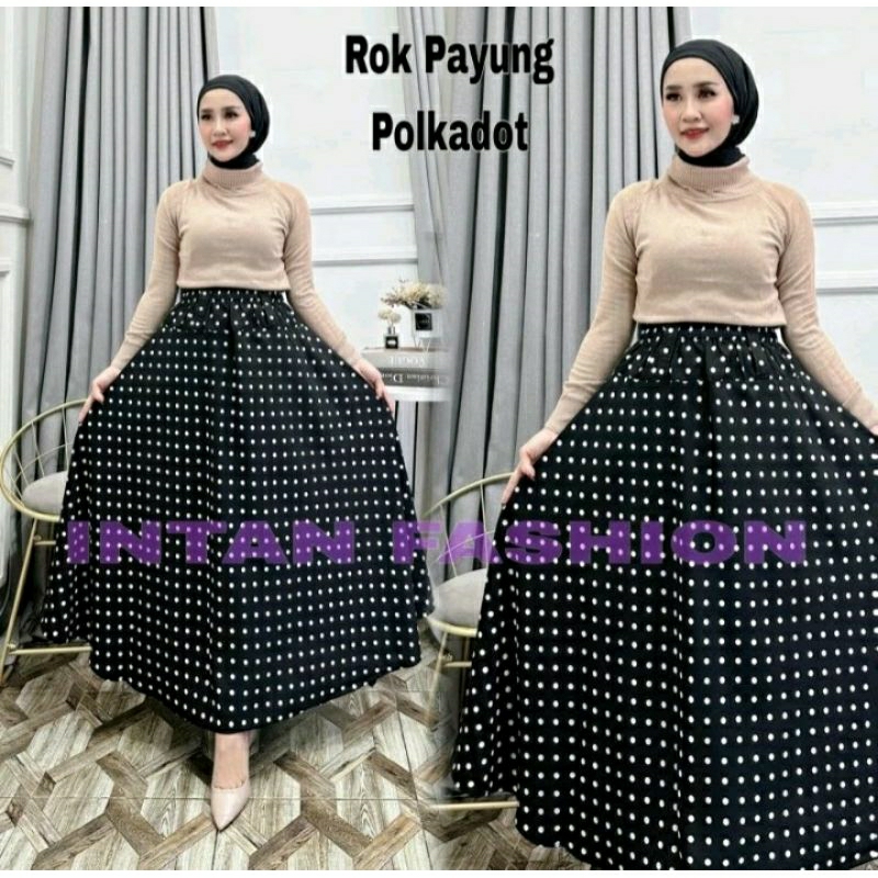ROK PAYUNG MOTIF | ROK PAYUNG MOTIF PULKADOT HITAM | ROK PAYUNG LEBAR MOTIF | ROK PAYUNG WOLFISH | R