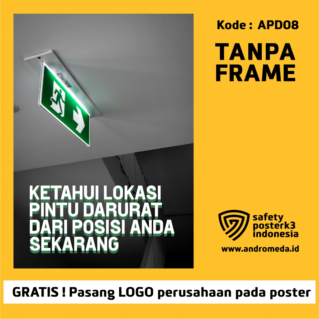Safety Poster K3: Ketahui Lokasi Pintu Darurat Terdekat A3