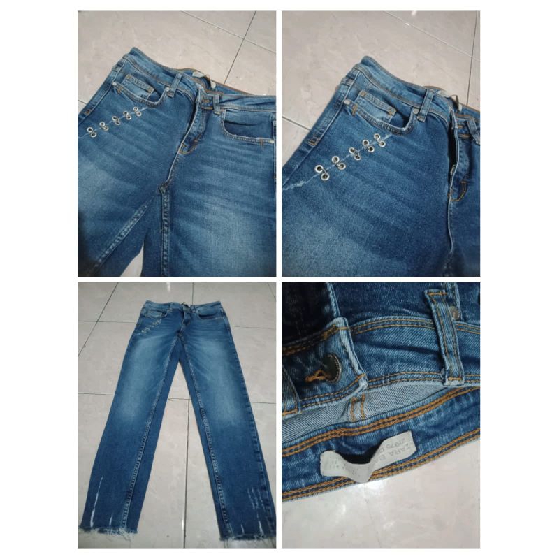 ZARA Basic Celana Jeans Denim Blue jeans Wanita Women Original