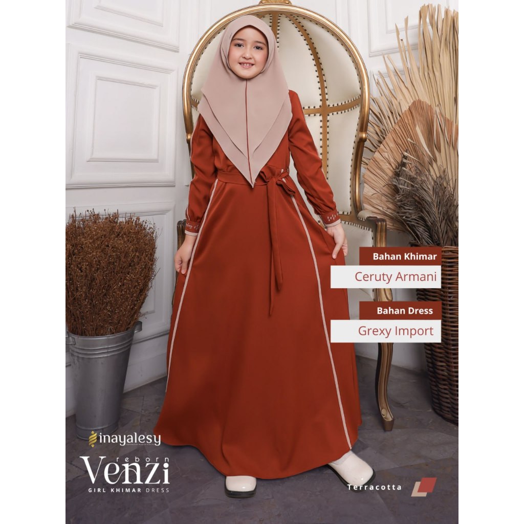 KIDS SET KHIMAR VENZI REBORN BY INAYA GAMIS ANAK PEREMPUAN CEWEK GIRL KERUDUNG READY STOCK NEW TERBA
