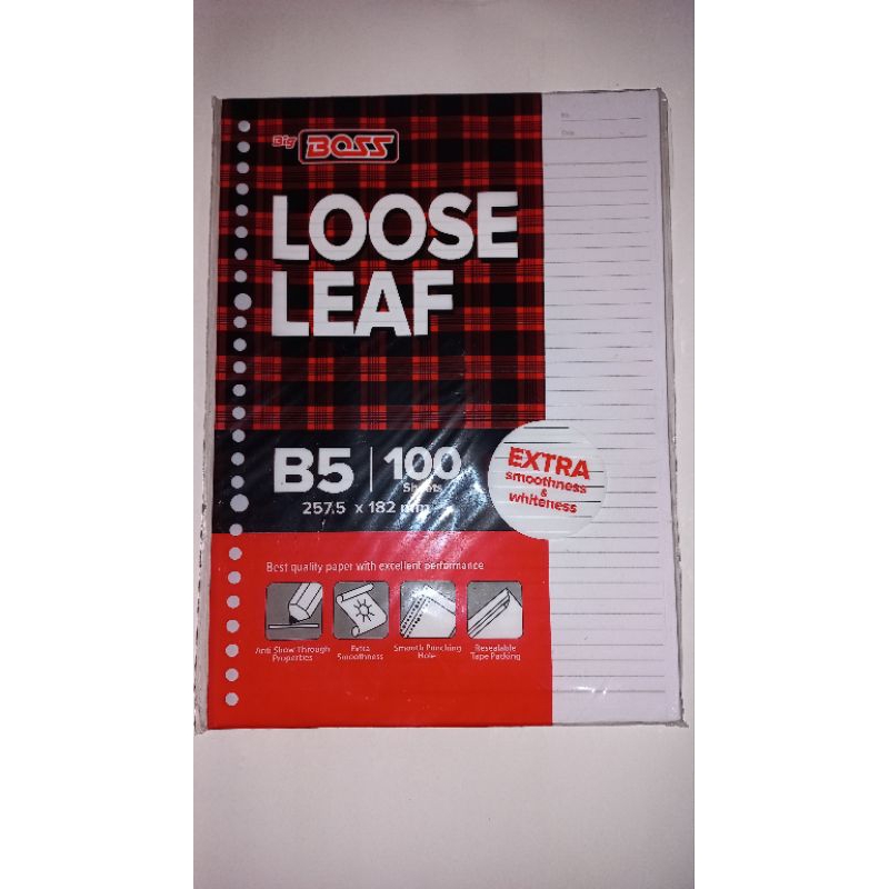 

Big Boss Loose Leaf Big Boss B5 Garis - 26 Holes 100 sheets