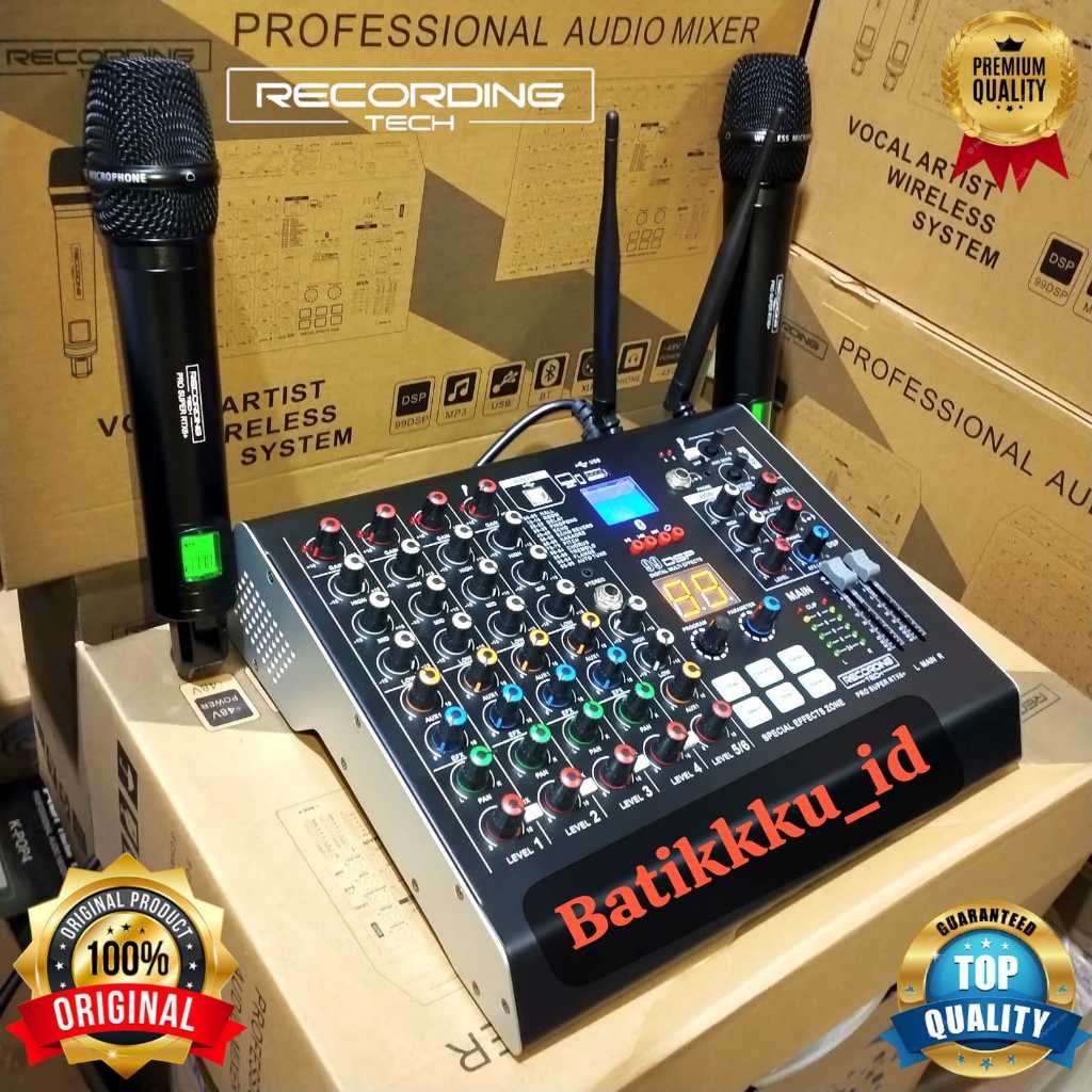RECORDING TECH PRO SUPER RTX 6+ RTX 6 + RTX 6 PLUS ORIGINAL MIXER + 2 MIC WIRELESS