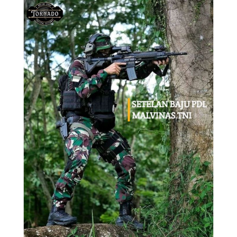 (PUSAT TACTICAL BANDUNG) Setelan Baju PDL Malvinas TNI AD Bahan Velbed Premium Loreng Malvinas
