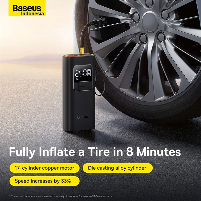 BASEUS Super Mini Pro Inflator Pump Pompa Ban Kendaraan Mobil Sepeda Motor Bola Basket Sepak Darurat