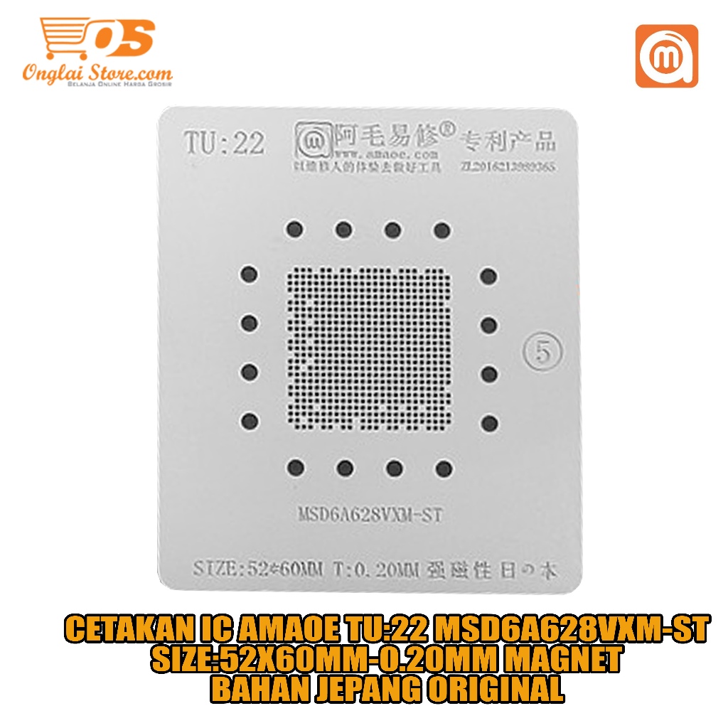 CETAKAN IC AMAOE TU:22 MSD6A628VXM-ST SIZE:52X60MM-0.20MM MAGNET BAHAN JEPANG ORIGINAL