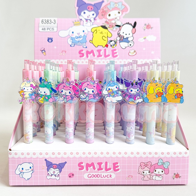 

( KKM ) Pulpen / PEN GEL Karakter SANRIO Pochakko Cinnamorol Hello Kitty Kuromi My Melody Pompompurin Lucu Bandul Anak Pena Tinta Hitam