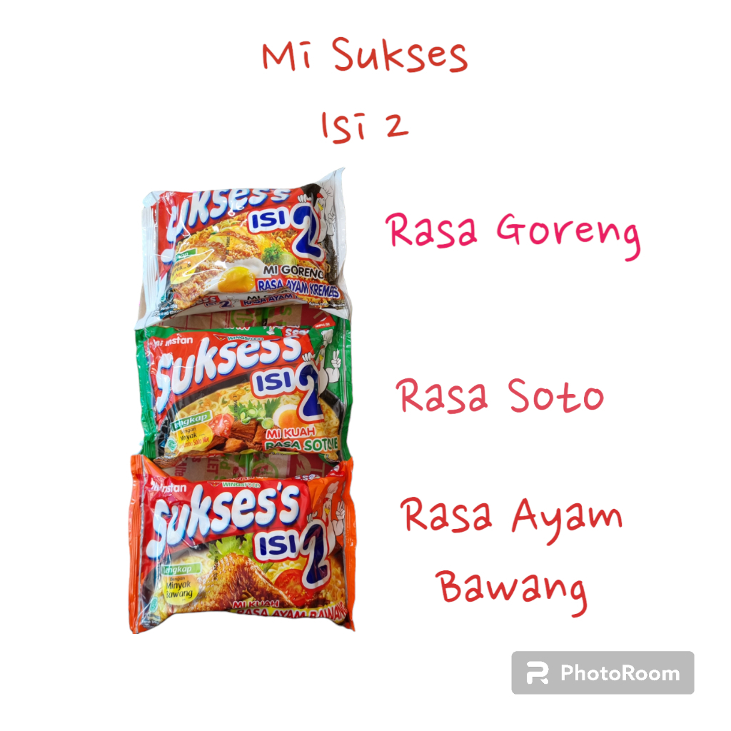 

Sukses Mi Instant isi 2, Goreng / Soto / Ayam Bawang, 1 pack