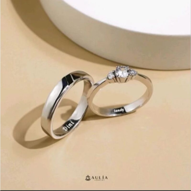 CINCIN TUNANGAN CEWEK BAHAN EMAS PUTIH CINCIN NIKAH LAMARAN TUNANGAN BY AULIA JEWELRY