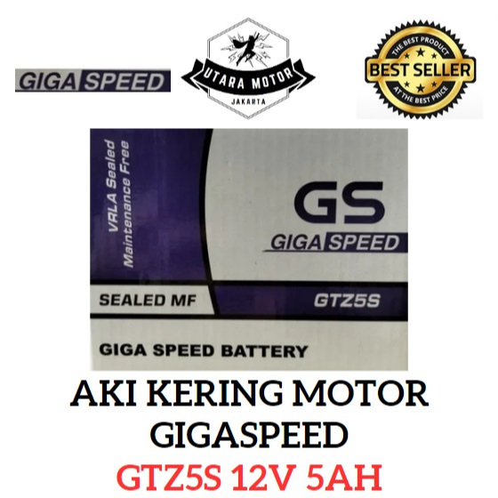 GIGA SPEED Aki Kering Motor GTZ5S 12V 5Ah Accu Honda Supra X Mio Beat