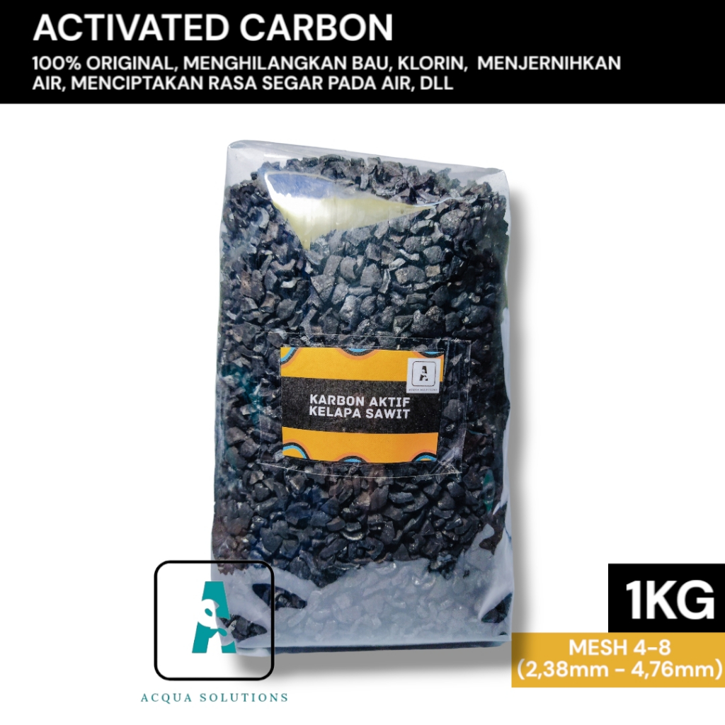 Karbon Aktif Kelapa Sawit Penjernih Air Penyerap Bau 1Kg Mesh 4-8