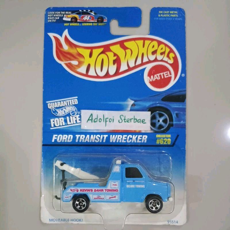 hotwheels hot wheels ford transit wrecker truck pickup derek moveable hook kevin's 24hr towing speci