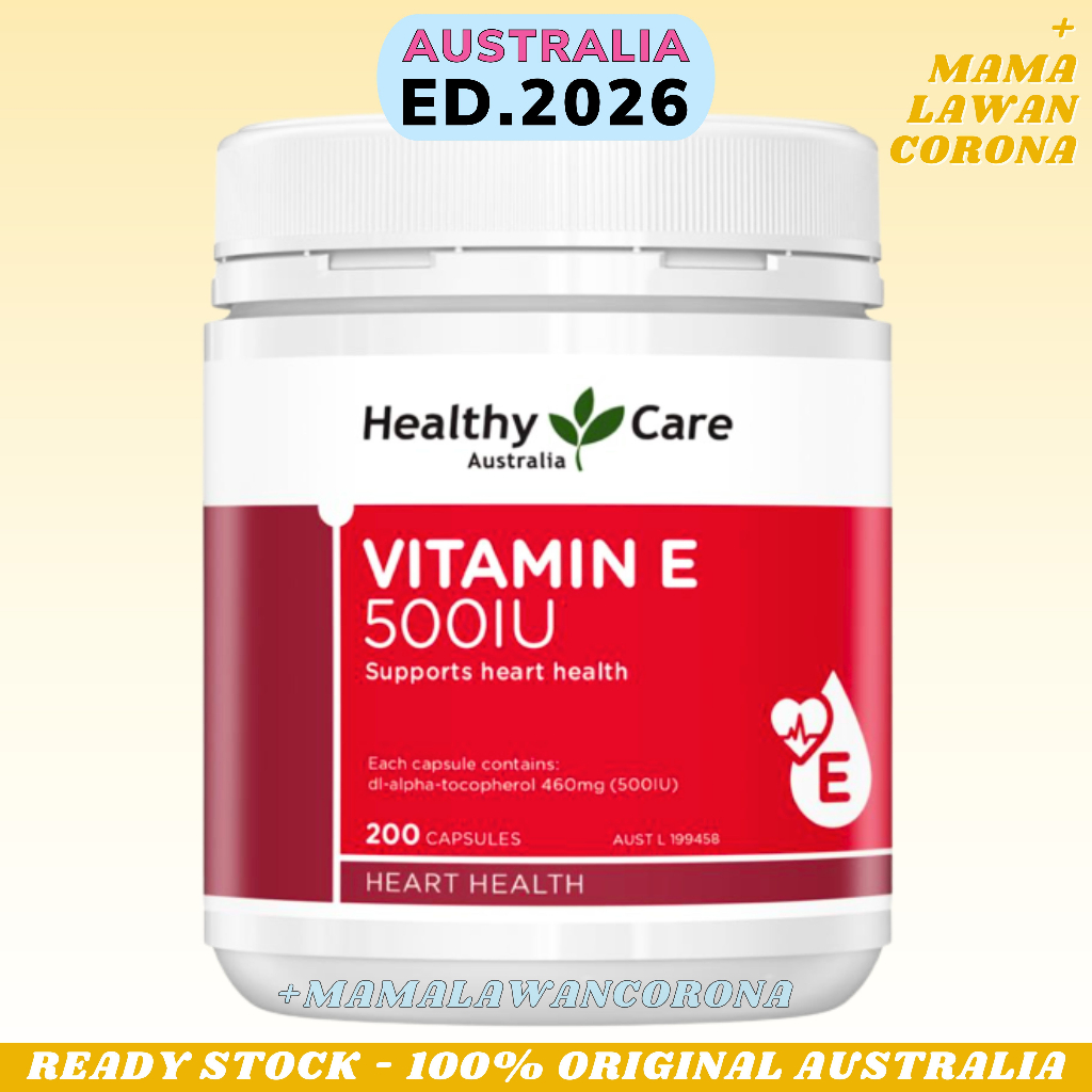 HEALTHY CARE AUSTRALIA Vitamin E 500iu 200 Capsules 500 iu Kapsul