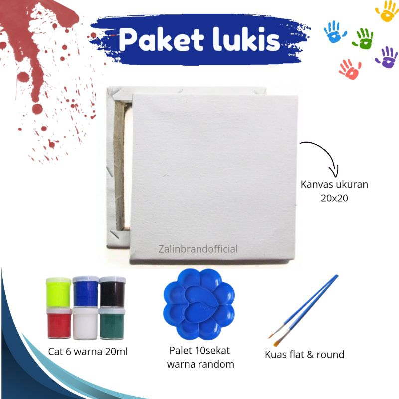 

Paket Sekolah Kanvas 20x20 Palet Kuas Brush Cat Acrylic Cet Akrilik Canvas