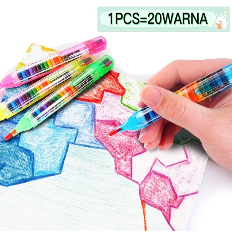 

1 PCS ISI 20 PENSIL warna susun /pensil CRAYON warna terang GSO2.8