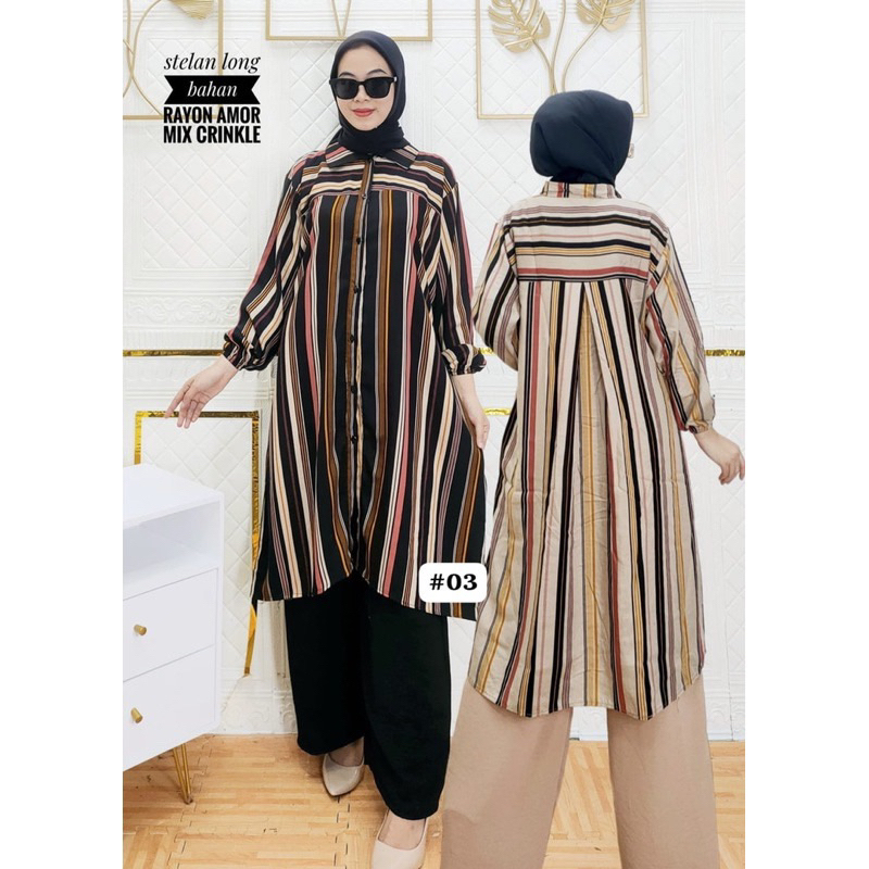 ONE SET LONG TUNIK SALUR  || SETELAN TUNIK SALUR TERLARIS || SETELAN LONG TUNIK WANITA TERBARU 2024