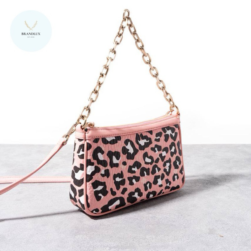 MCM Mini aren shoulder bag leopard jacquard  Blossom Pink