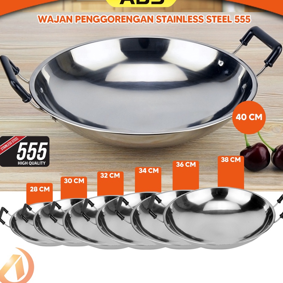 Langsung Pesan  ABS Wajan Stainless Tebal Mempunyai 7 Ukuran Wajan  Stainless Steel 555