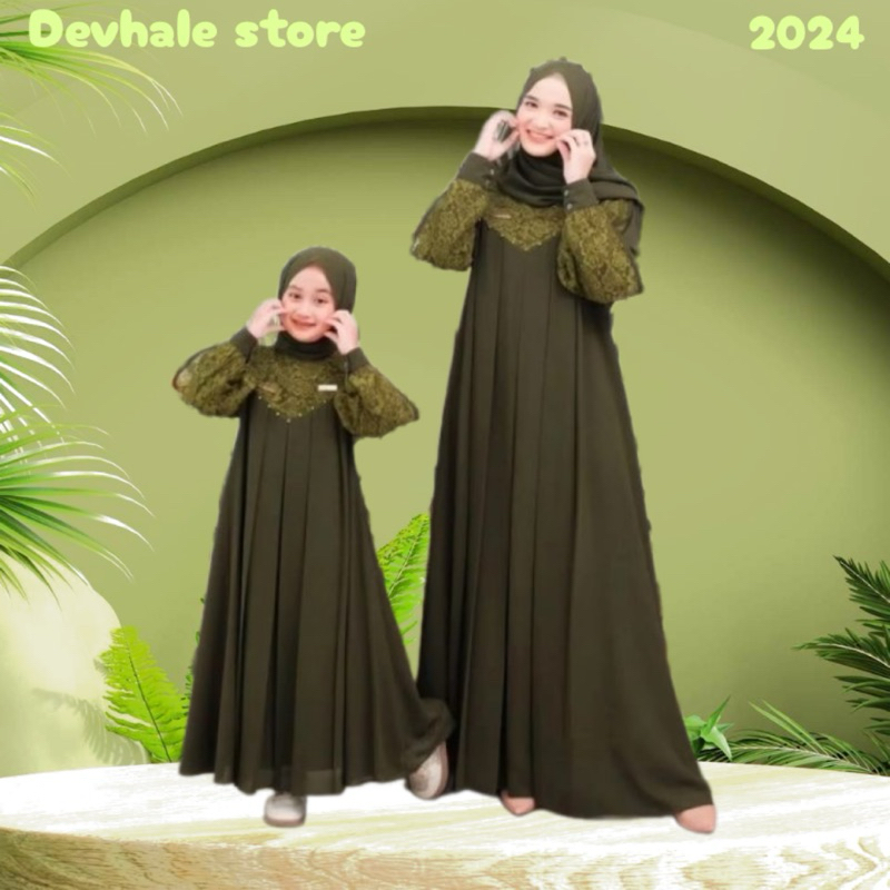 INARA COUPLE SET KIDS AND MOM PLUS KHIMAR/Gamis muslim ibu dan anak couple free hijab/Stelan couple 