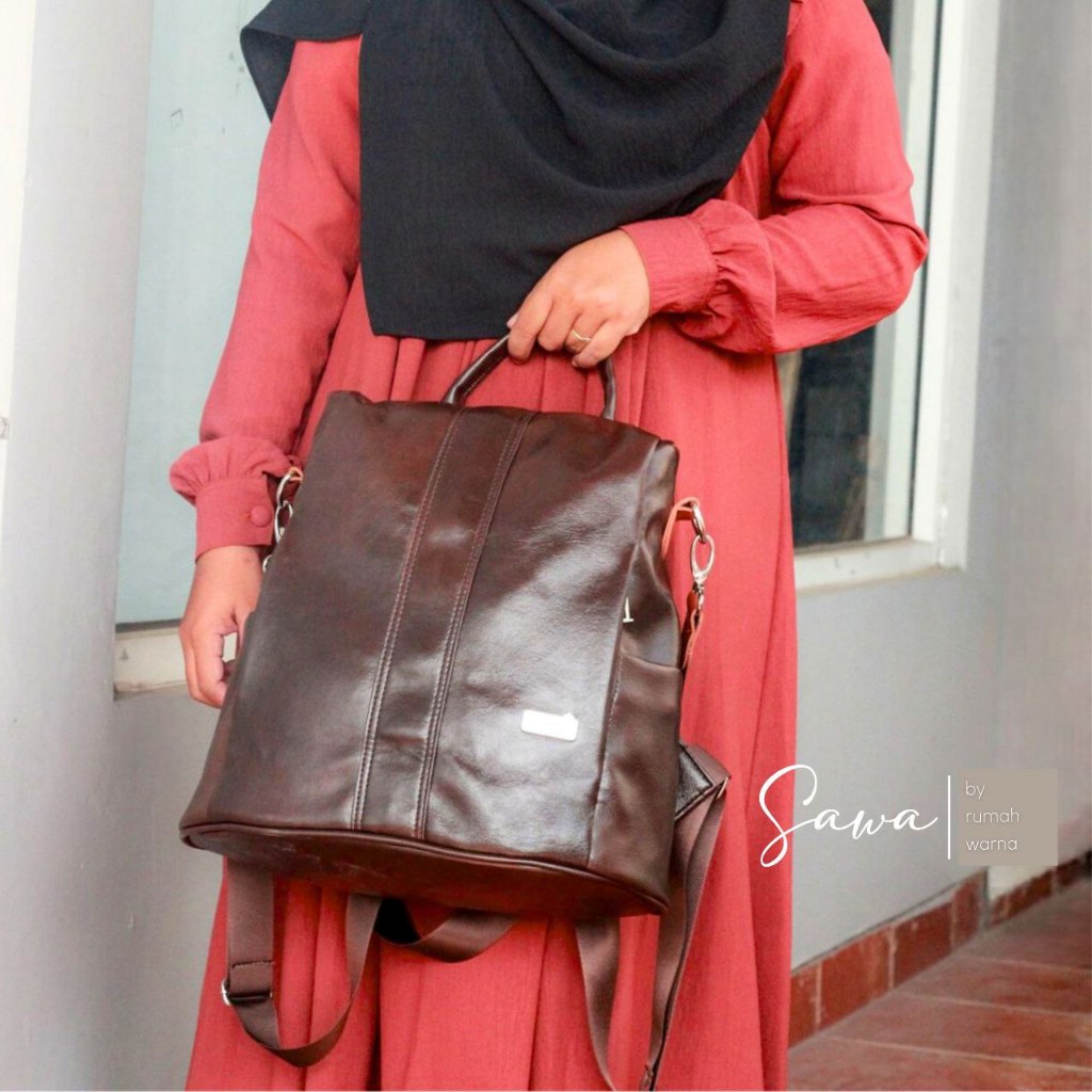 Rumah Warna Tas Ransel Tas Netbook/Tablet Size 27 x 13 x 35 cm Sawa Brown