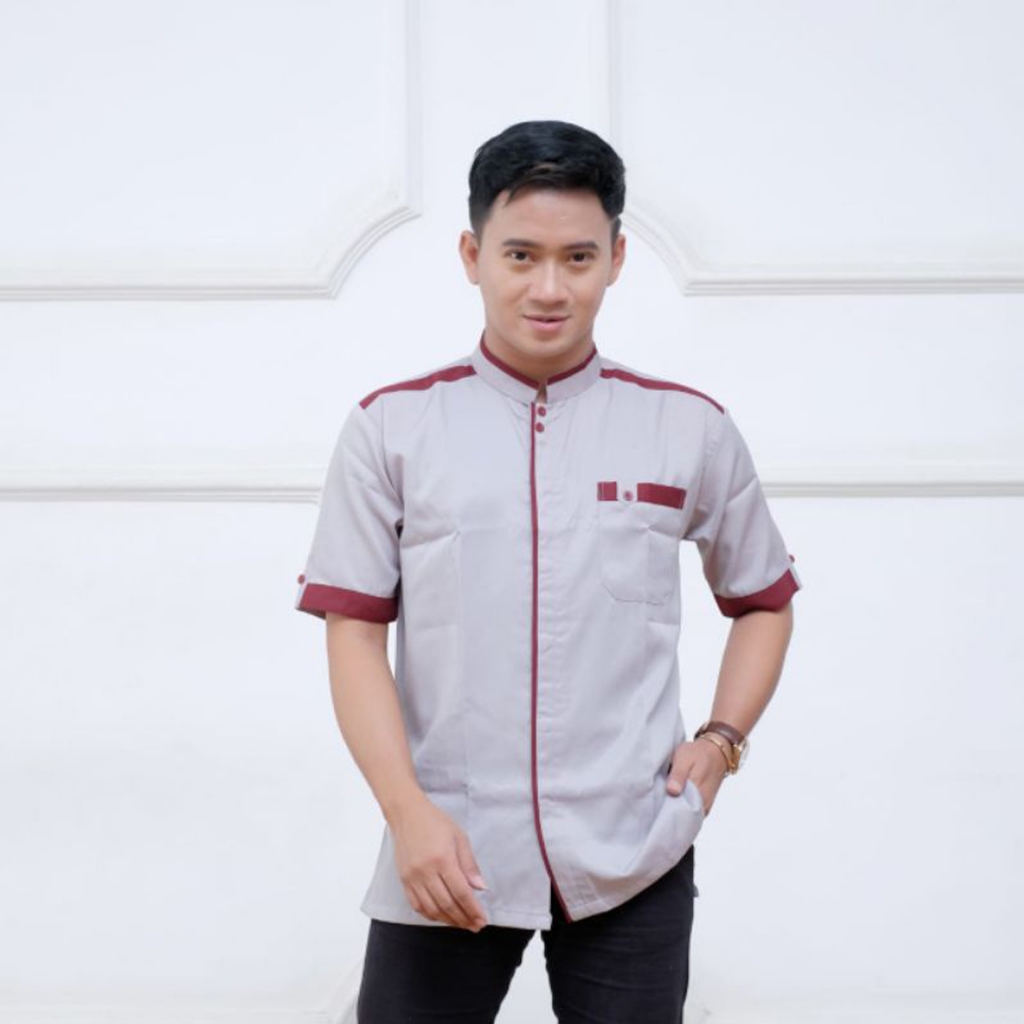 Koko Kurta Baju Koko Muslim Pria Lengan Pendek - Baju Koko Pria Cowok Keren