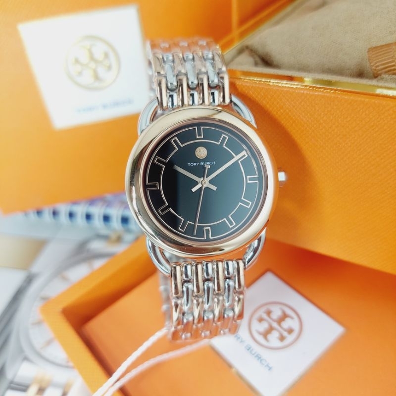 Tory Burch Ravello Original Jam Tangan Wanita Dual Tone Black Dial