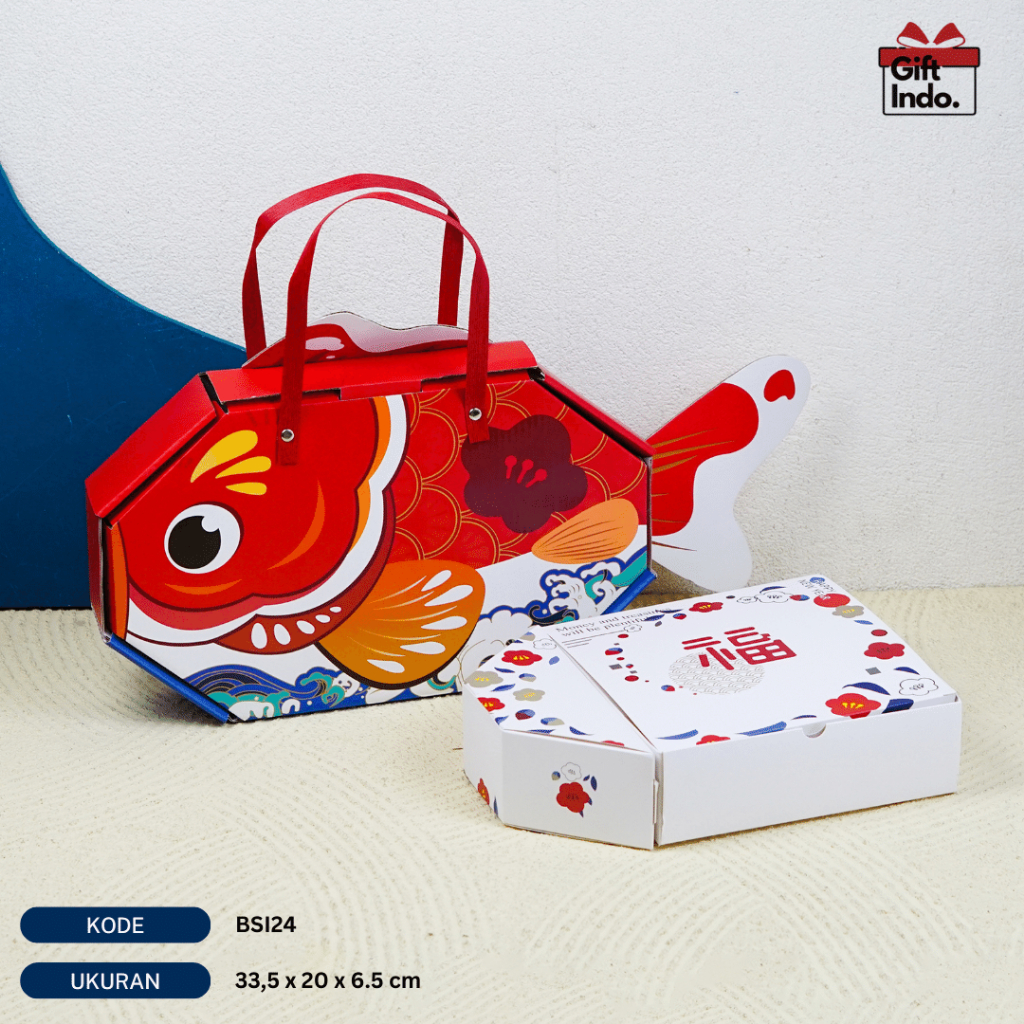 

Kotak Souvenir Imlek / Hampers Motif Ikan Koi / Box Set Tali / Kotak Hadiah Imlek / Box Hampers Tali Besar | BSI24