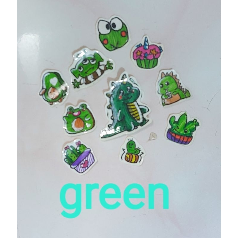 

stiker unik lucu handmade anak tema hijau