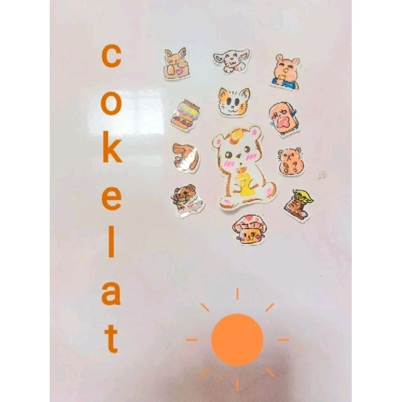 

stiker unik lucu handmade anak tema cokelat